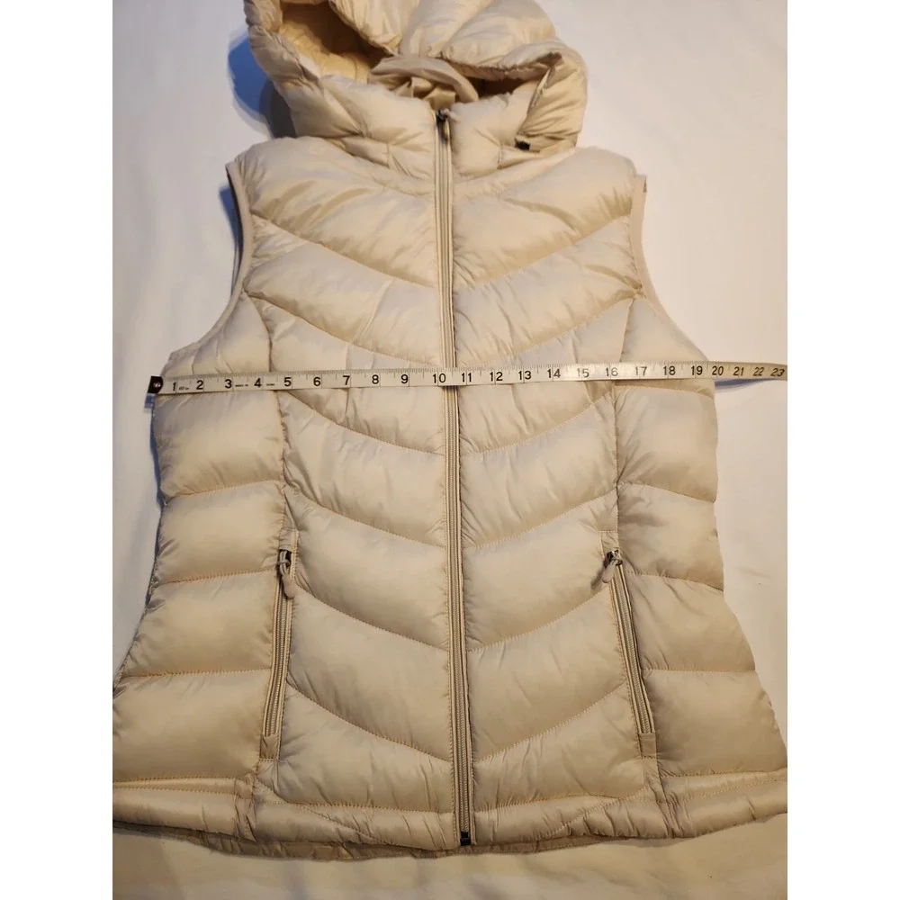 Charter Club Cream Lightweight Full Zip Puffer Vest Women's Size Large With Hood